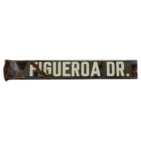 1920 metal porcelain enamel box street sign street los angeles|Antique Los Angeles Street Sign, Figueroa Dr., 1920s.